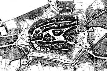 Krnov na mapě stabilního katastru z roku 1836 ( © Města a městečka v Čechách na Moravě a ve Slezsku (K. Kuča))