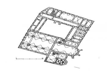 půdorys kláštera ( © Bohumil Samek: Umělecké památky Moravy a Slezska, část 2. [J/N], Academia, Praha 1999)
