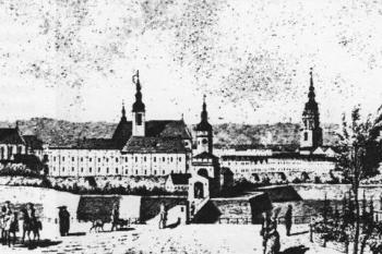 Opava od severovýchodu - kresba F. Mascheka z poloviny 18. století. (© Města a městečka v Čechách, na Moravě a ve Slezsku (K. Kuča))