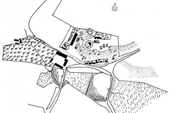 Plán vsi z r. 1793 (Kolektiv autorů, Encyklopedie českých tvrzí, 3. díl, [S-Z], Argo, 2005, str. 697)