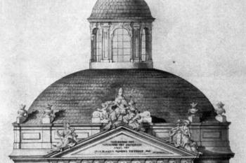 návrh průčelí, Andrea Altomonte, 1753? (© Věra Naňková: Drobná zjištění k českému baroknímu umění, Umění XVII/6, Academia, Praha 1969)