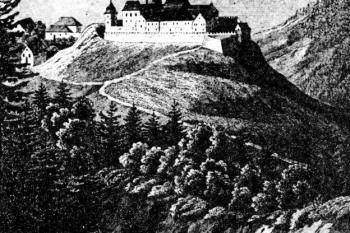 Třebel v roce 1646 (© T. Durdík: Ilustrovaná encyklopedie českých hradů, Libri, Praha 2000)