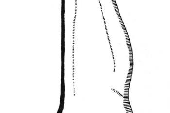 Terénní náčrt. Černě doplněn rybníček v jižní části příkopu. (© T. Durdík, P. Chotěbor (Encyklopedie českých tvrzí, I. díl, ARGO 1997))