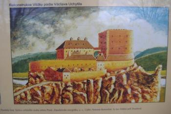 pravděpodobná podoba hradu před jeho zánikem (přibližně 15. století) (© Miroslav Šamal, 03/2007)