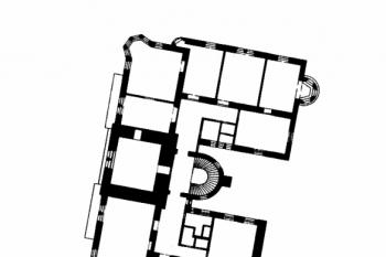 půdorys přízemí (© Kaniová, Petra (ed.): Průvodce architekturou Opavy, Národní památkový ústav, územní odborné pracoviště v Ostravě, Ostrava 2011)