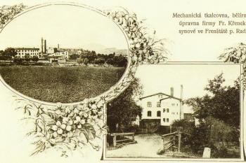 Pohled na Křenkovu textilní továrnu kolem r. 1910 ( © Beskydy a Pobeskydí 1895 - 1939)