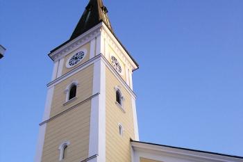 Horní partie kostelní věže (© Jan P. Štěpánek, 12/2006)