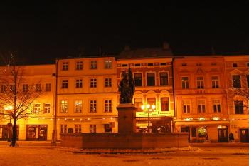 kašna se sochou sv. Floriána v noci ( © Jan P. Štěpánek 01/2010)