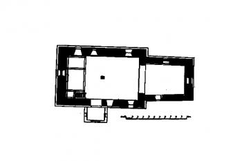 půdorys kostela sv. Jana Křtitele (© Zdeněk Wirth: Soupis památek historických a uměleckých v Království Českém sv. 34 - Politický okres Náchodský,  Praha 1910)