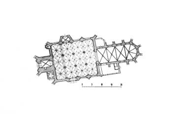 půdorys kostela ( © kol.: Umělecké památky Čech, část 4. [T/Ž], Academia, Praha 1982)