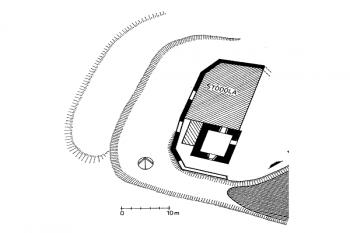 Plán zbytků tvrze (Úlovec Jiří, Hrady, zámky a tvrze Klatovska, Libri, 2004)