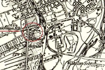 Vyznačení jámy Šalamoun na mapě III. vojenského mapování, reambulace asi k r. 1925 ( © Města a městečka v Čechách na Moravě a ve Slezsku (K. Kuča))