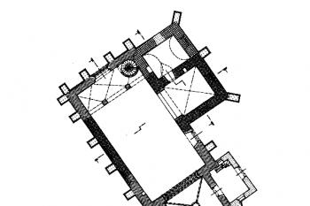 půdorys kostela ( © K. Kibic ml.: Z oprav kostelů na Čáslavsku, Památky středních Čech 16-2, Památkový ústav středních Čech, Praha 2002)