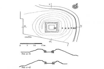 Náčrt půdorysu (Kolektiv autorů: Encyklopedie českých tvrzí, 1. díl, [A-J], Argo, 1997)