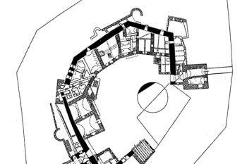 Půdorys hradu podle J. Muka, doplněno o výsledky záchranného archeologického výzkumu (© T. Durdík: Ilustrovaná encyklopedie českých hradů, Libri, Praha 2000)