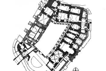 půdorys přízemí ( © T. Durdík podle J. Muka (in kol. Hrady, hrádky a tvrze na Písecku, Prácheňské muzeum v Písku, Písek 1995))