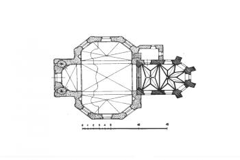 půdorys kostela ( © kol.: Umělecké památky Čech, část 3. [P/Š], Academia, Praha 1980)