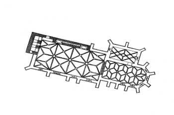 půdorys kostela ( © V. Kotrba: České umění gotické 1350-1420, Academia, Praha 1970)
