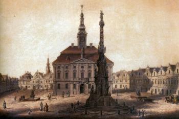 náměstí od východu (© Josef Šembera, 1825 (in David Junek: Polička: barokní a gotická radnice, Městské muzeum a galerie, Polička 2004))