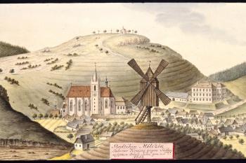 Miličín na obr. I.A.Venuta z roku 1812 (© Ing. Karel Kubín, 09/2017)