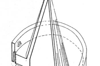 Částečná rekonstrukce horní části bateriové věže z doby okolo r. 1430 podle J. Muka (© T. Durdík: Ilustrovaná encyklopedie českých hradů, Libri, Praha 2000)