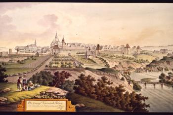 Hrad a město na obr. I.A.Venuta z roku 1809 (© Ing. Karel Kubín, 09/2017)