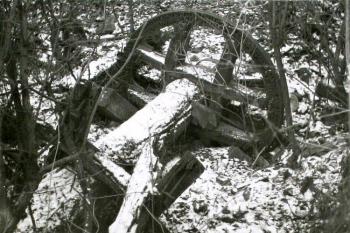 torzo hřídele a převodu jednoho z mlýnských kol hamru - 60. léta 20. století ( © Jan P. Štěpánek 09/2011)