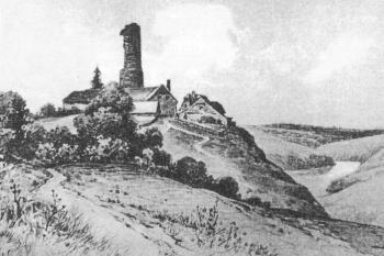 Ilustrace K. Liebschera ze VII. svazku Sedláčkových Hradů.  (© Karel Liebscher, 1890)