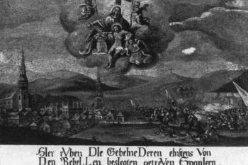 Milostivý obraz znázorňující bitvu u Nového Jičína z roku 1621 ( © J. Tichánek, Z. Šerý: Šlechtická sídla na Novojičínsku, Opava, Butterfly 2003)
