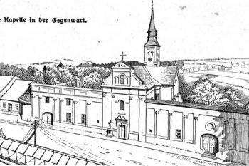 Kresba Španělské kaple na konci 19. století ( © archiv Jiřího Tichánka)