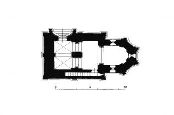 půdorys kostela ( © kol.: Umělecké památky Čech, část 4. [T/Ž], Academia, Praha 1982)