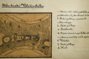 Plánek a popis hradu Velešínského (archiv města Velešína)