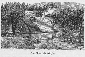 Starší vyobrazení Čertova mlýna, kdysi Teufelova mlýna, z konce 19. století ( © archiv Jiřího Tichánka)
