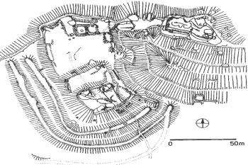 zaměření hradu ( © Jan Čížek (Jan Čížek, Jiří Slavík: Adršpach, hrad Jana Lucemburského? in Castellologica bohemica 6, AÚ AV ČR, Praha 1998))