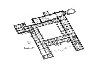 půdorys přízemí ( © L. Svoboda: Klášter v Pohledu (in Průzkumy památek I/1998, Památkový ústav Středních Čech v Praze, Praha 1998))