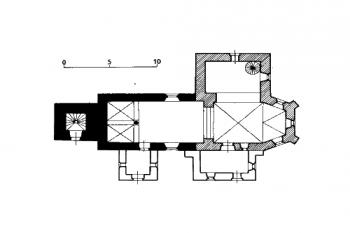 půdorys kostela ( © kol.: Umělecké památky Čech, část 3. [P/Š], Academia, Praha 1980)