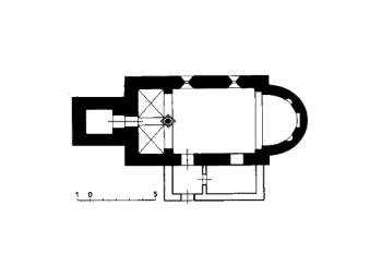 půdorys kostela ( © kol.: Umělecké památky Čech, část 3. [P/Š], Academia, Praha 1980)