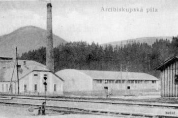Bývalá Arcibiskupská pila na Ostravici ve 30. letech 20. století ( © Pozdrav z Frýdecko-Místecka (V. Peter))