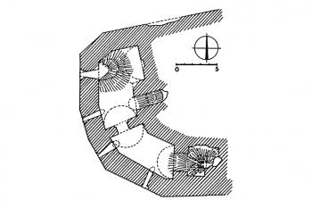 Půdorys paláce (Durdík T., Ilustrovaná encyklopedie Českých hradů, Libri, 2. vyd., 2002, str. 82, obr. 131)