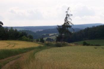 Lom Loupežník (vlevo) u Plumlovské přehrady v nádherné krajině Záhoří (© Ivo Rozehnal, 07/2010)