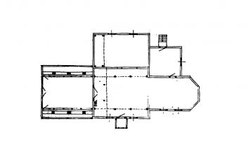 půdorys kostela (© J. Tur: Karta ewidencyjna zabytków architektury i budownictwa, Ośrodek dokumentacji zabytków w Warszawie, 1969)