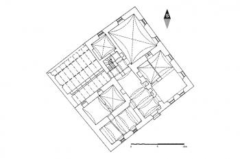 Plán přízemí (Kolektiv autorů: Encyklopedie českých tvrzí, 1. díl, [A-J], Argo, 1997)
