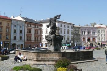 celkový pohled na Jupiterovu kašnu na Dolním náměstí v Olomouci ( © Jan P. Štěpánek 05/2009)