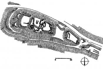 Terénní náčrt hradu podle L. Svobody (© T. Durdík: Ilustrovaná encyklopedie českých hradů, Libri, Praha 1999)