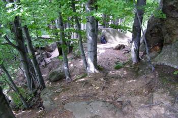 Pohled z jižního úpatí centrální skály k západu ( © Jan P. Štěpánek 07/2007)