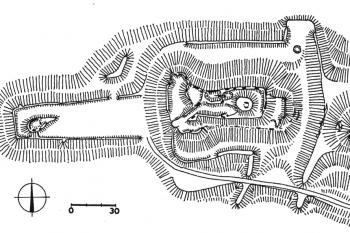Terénní náčrt hradu podle M. Plačka (© T. Durdík: Ilustrovaná encyklopedie českých hradů, Libri, Praha 1999)