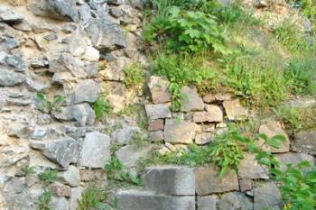 Částečně dochované točité schodiště gotického paláce ( © iV 4. 5. 2007)