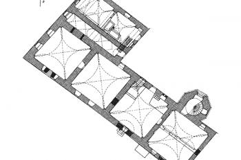 Plán přízemí tvrze (Úlovec J.: Hrady, zámky a tvrze na Ústecku, Ústecká vlastivěda sv III, Město Ústí nad Labem, 2002)