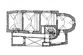 Půdorys prvního patra ( © (Pavel Vlček a kol.: Umělecké památky Prahy – Malá Strana, Academia, 1999))