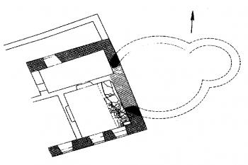 Půdorys předpokládané rotundy ( © (Pavel Vlček a kol.: Umělecké památky Prahy – Malá Strana, Academia, 1999))